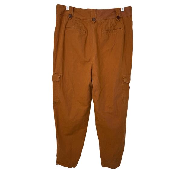 Banana Republic Heritage Pleated Cargo Pants Women 14 Rust Linen Blend Pockets - Picture 4 of 11